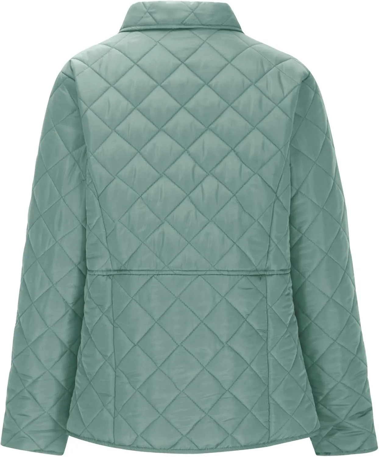 Womens Quilted Jackets Lightweight Casual Long Sleeve Button Down Lapel Puffer Coat Fall Winter Solid Color Warm Top