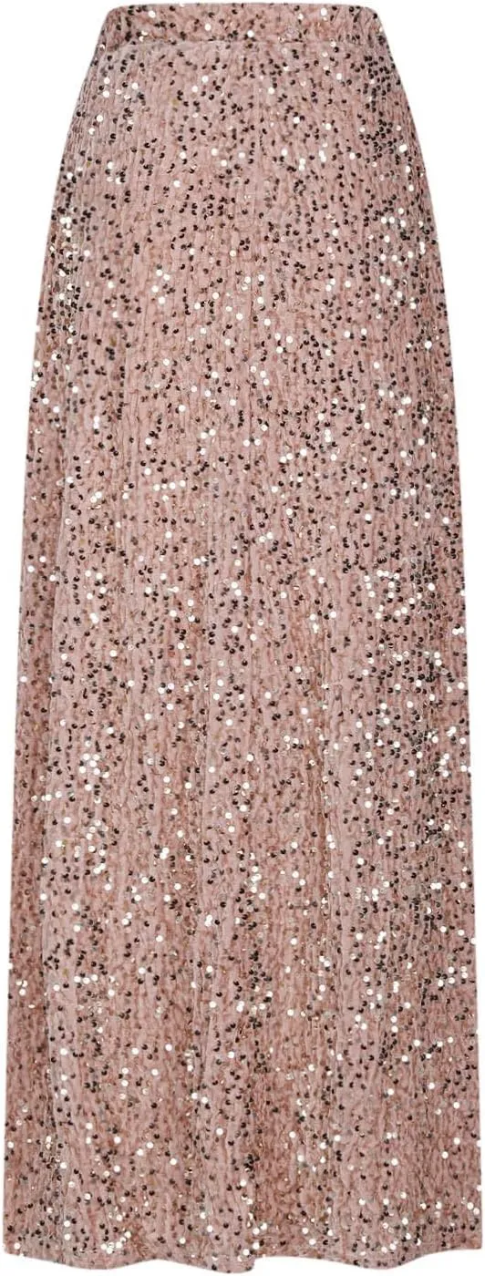 Women's Sequin Velvet Maxi Skirt Elastic High Waist Sparkle Cocktail Skirts Elegant Slim Fit Prom Party Pencil Skirt