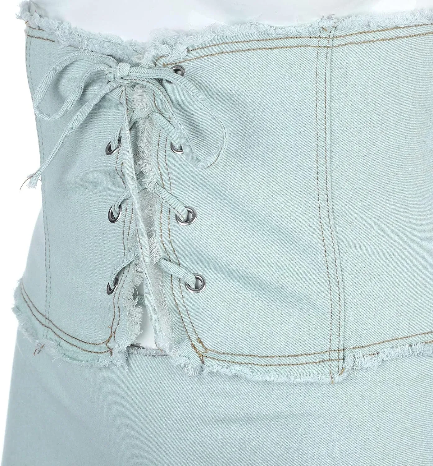 Women's Skirt Bodycon Denim Mini Skirt High Waisted Jean Skirts Fringed Frayed Stretch Casual Short Skirts