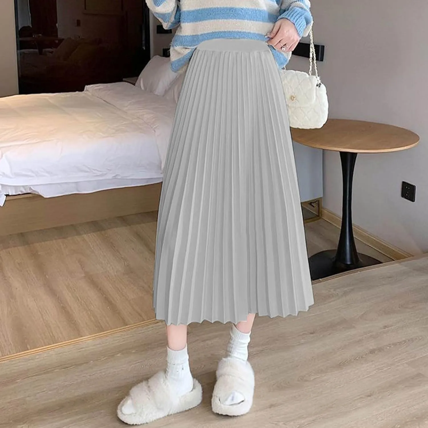 Womens Skirt Summer Midi Long Pleated Skirts High Waisted A Line Dress 2025 Trendy Boho Beach Dresses