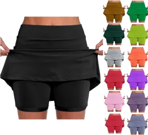 Womens Skorts with Pockets Tummy Control Plus Size Skorts for Women High Waist Athletic Sports Pants Skirt Casual Shorts