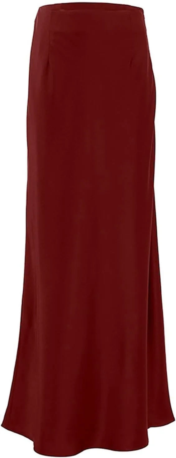 Women's Solid Color Satin Ice Silk Midi Skirt Casual Commute Long Pencil Skirt Bodycon Skirt Jean Mini Skirt