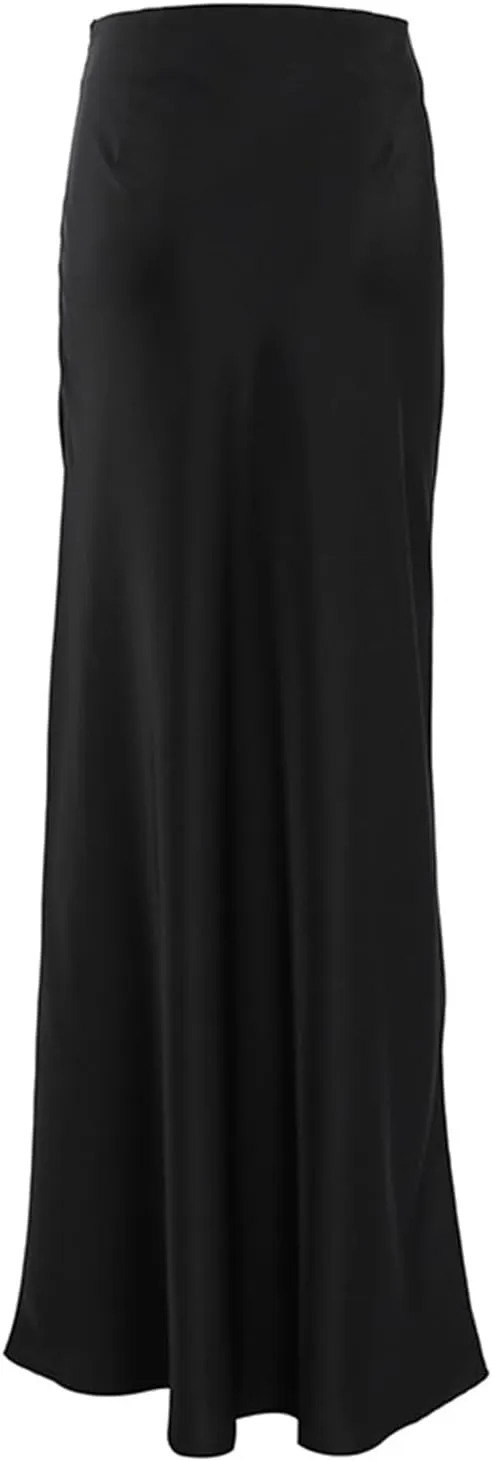 Women's Solid Color Satin Ice Silk Midi Skirt Casual Commute Long Pencil Skirt Bodycon Skirt Jean Mini Skirt