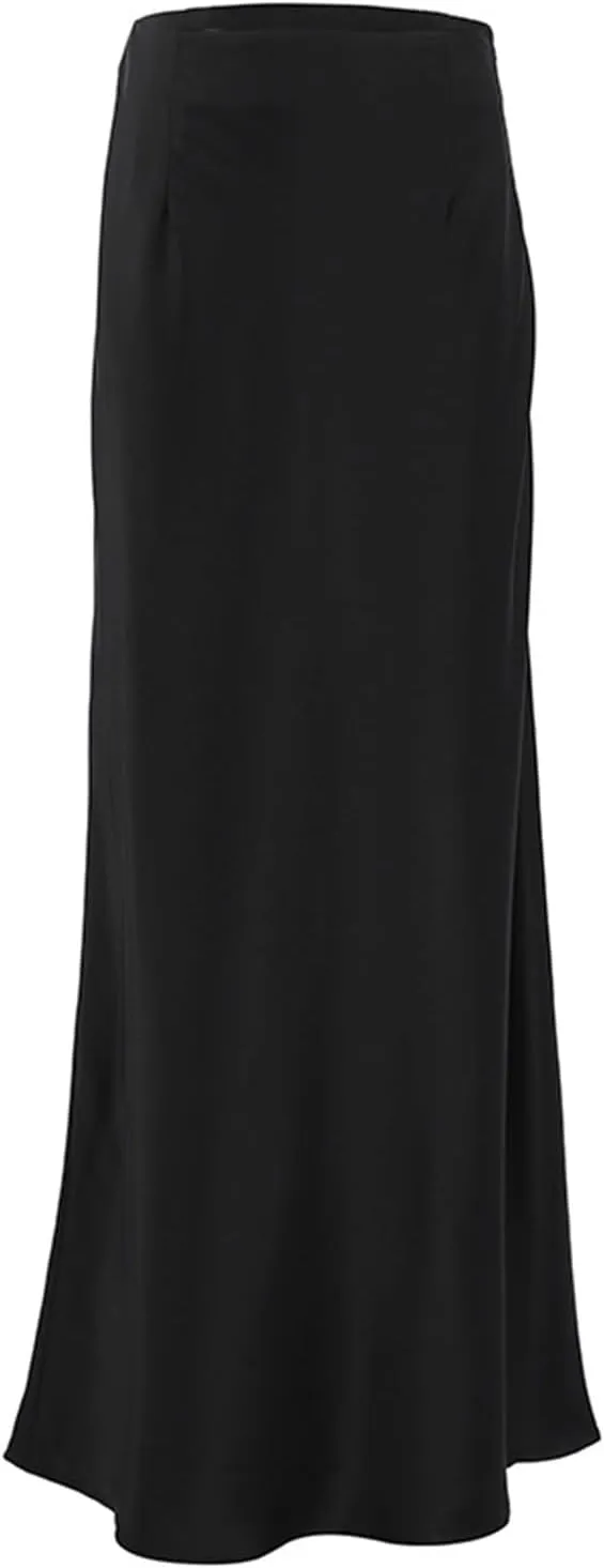 Women's Solid Color Satin Ice Silk Midi Skirt Casual Commute Long Pencil Skirt Bodycon Skirt Jean Mini Skirt