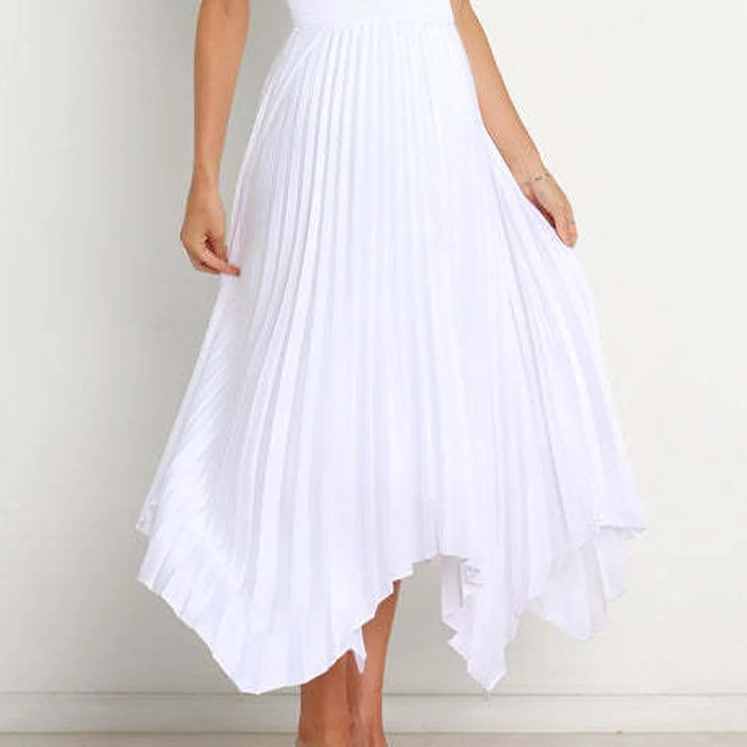 Women's Solid Flared Skirts Lightweight Elastic High Waist Long Midi A Line Skirt Flowy 2025 Fashion Summer Dresses