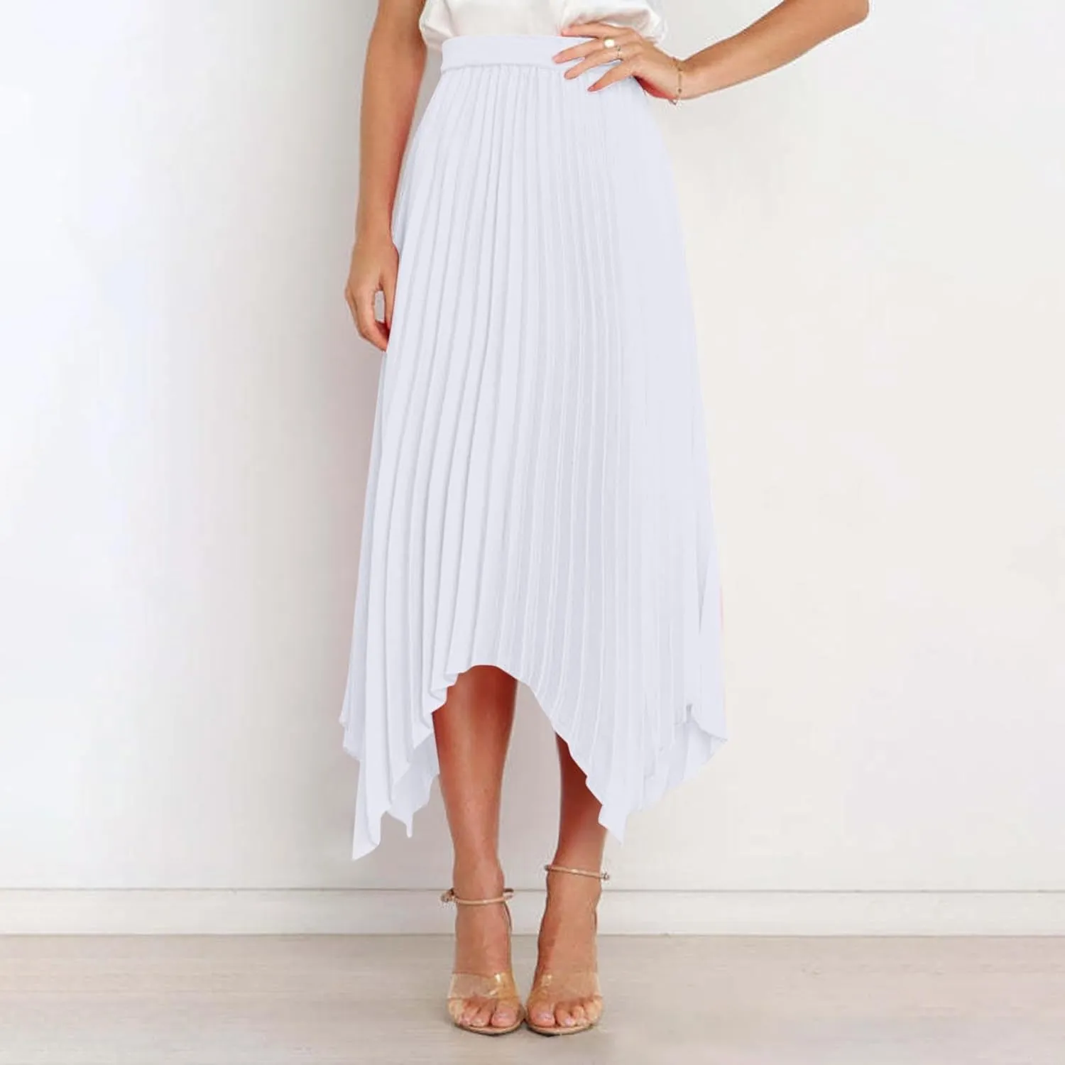 Women's Solid Flared Skirts Lightweight Elastic High Waist Long Midi A Line Skirt Flowy 2025 Fashion Summer Dresses