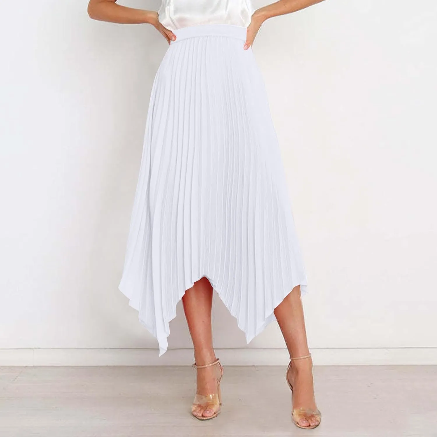 Women's Solid Flared Skirts Lightweight Elastic High Waist Long Midi A Line Skirt Flowy 2025 Fashion Summer Dresses