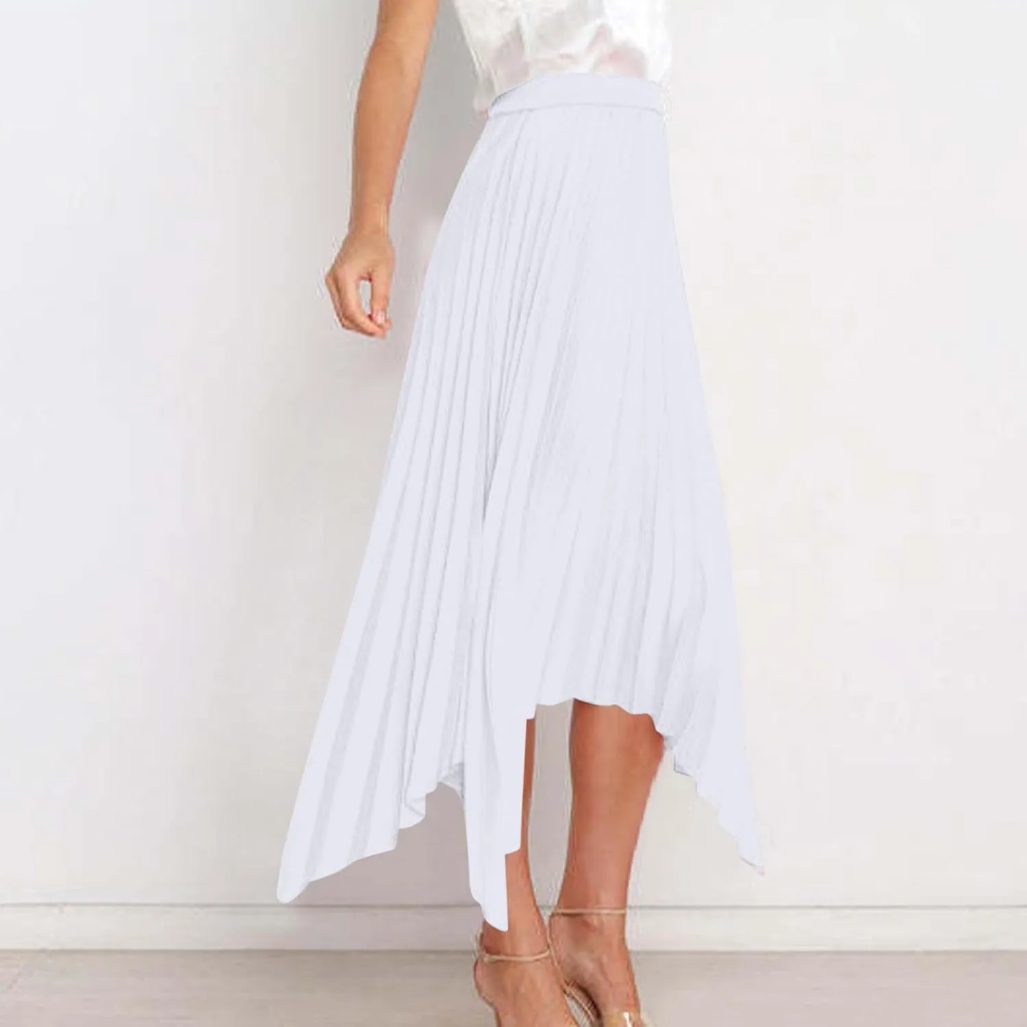 Women's Solid Flared Skirts Lightweight Elastic High Waist Long Midi A Line Skirt Flowy 2025 Fashion Summer Dresses