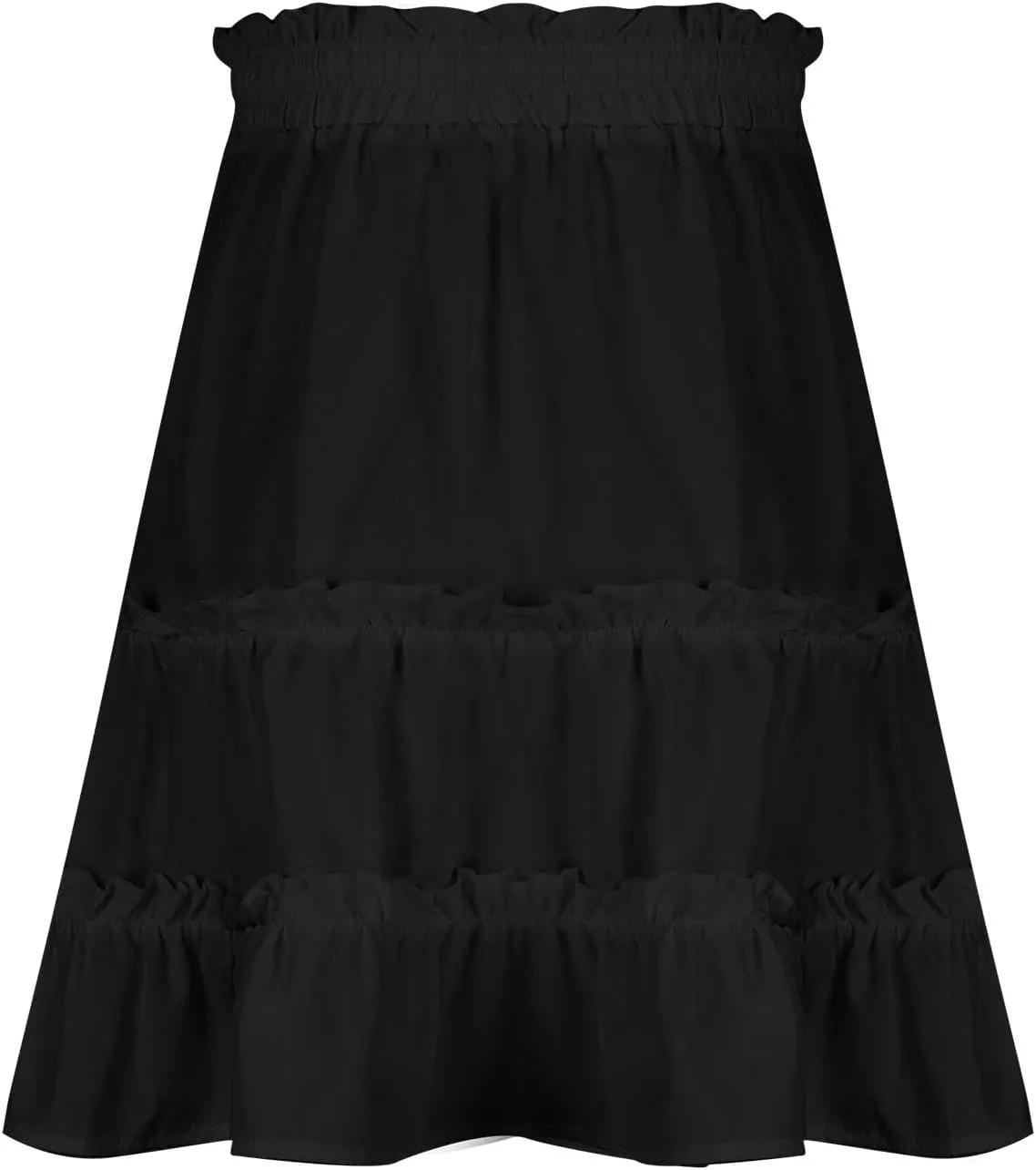 Womens Summer Beach Skirts Flowy Ruffle Tiered Mini Skirt Cute High Waist Boho Flared A-Line Short Skirts Dress