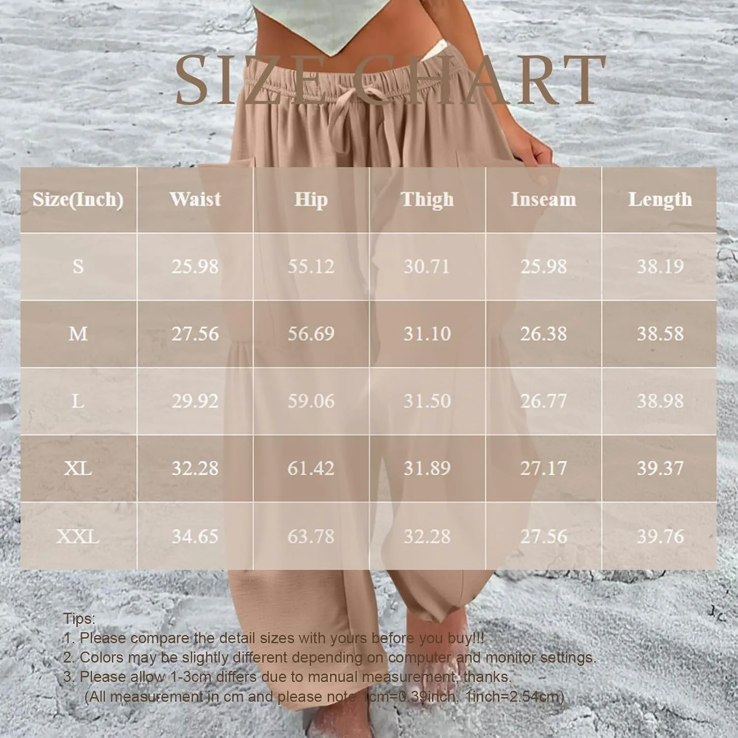 Womens Summer Pants High Waisted Drawstring Pants Wide Leg Casual Loose Baggy Beach Palazzo Trousers with Pockets