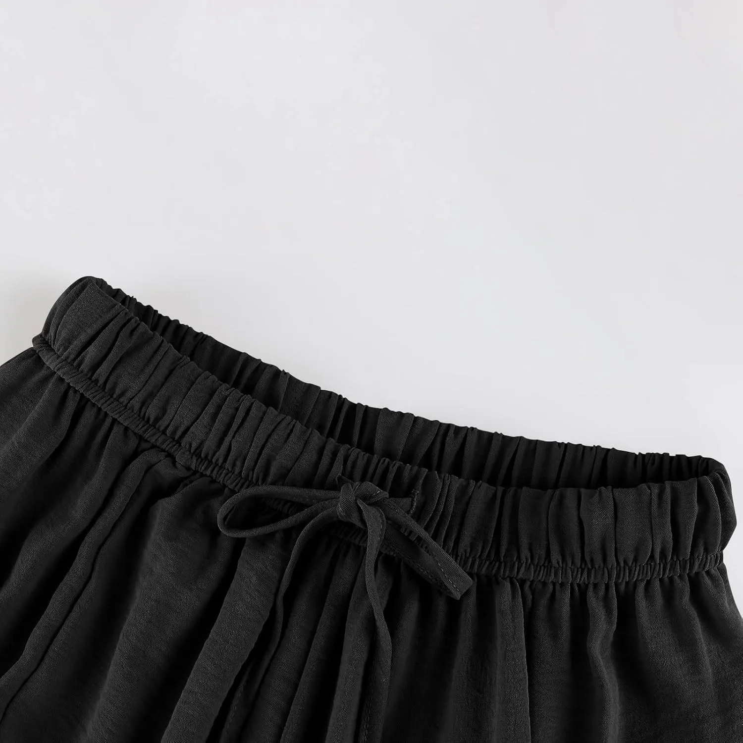 Womens Summer Pants High Waisted Drawstring Pants Wide Leg Casual Loose Baggy Beach Palazzo Trousers with Pockets