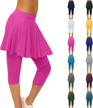 Womens Tennis Skirts with Leggings Athletic Golf Running Leggings with Skirt High Waisted Yoga Pickleball Skorts