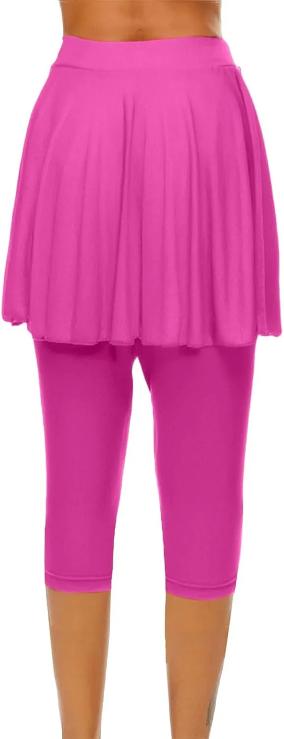 Womens Tennis Skirts with Leggings Athletic Golf Running Leggings with Skirt High Waisted Yoga Pickleball Skorts