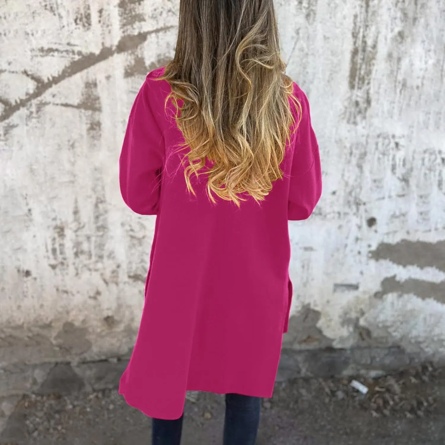 Women's Trench Coat Elegant Plain Long Sleeve Zip Up Winter Jacket Lapel Fuzzy Fleece Casual Solid Color Jackets