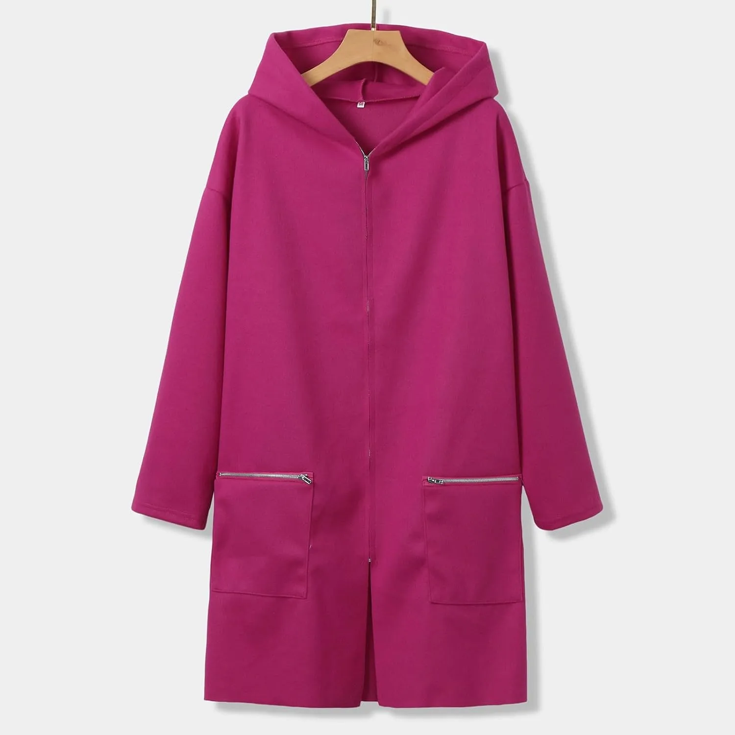 Women's Trench Coat Elegant Plain Long Sleeve Zip Up Winter Jacket Lapel Fuzzy Fleece Casual Solid Color Jackets