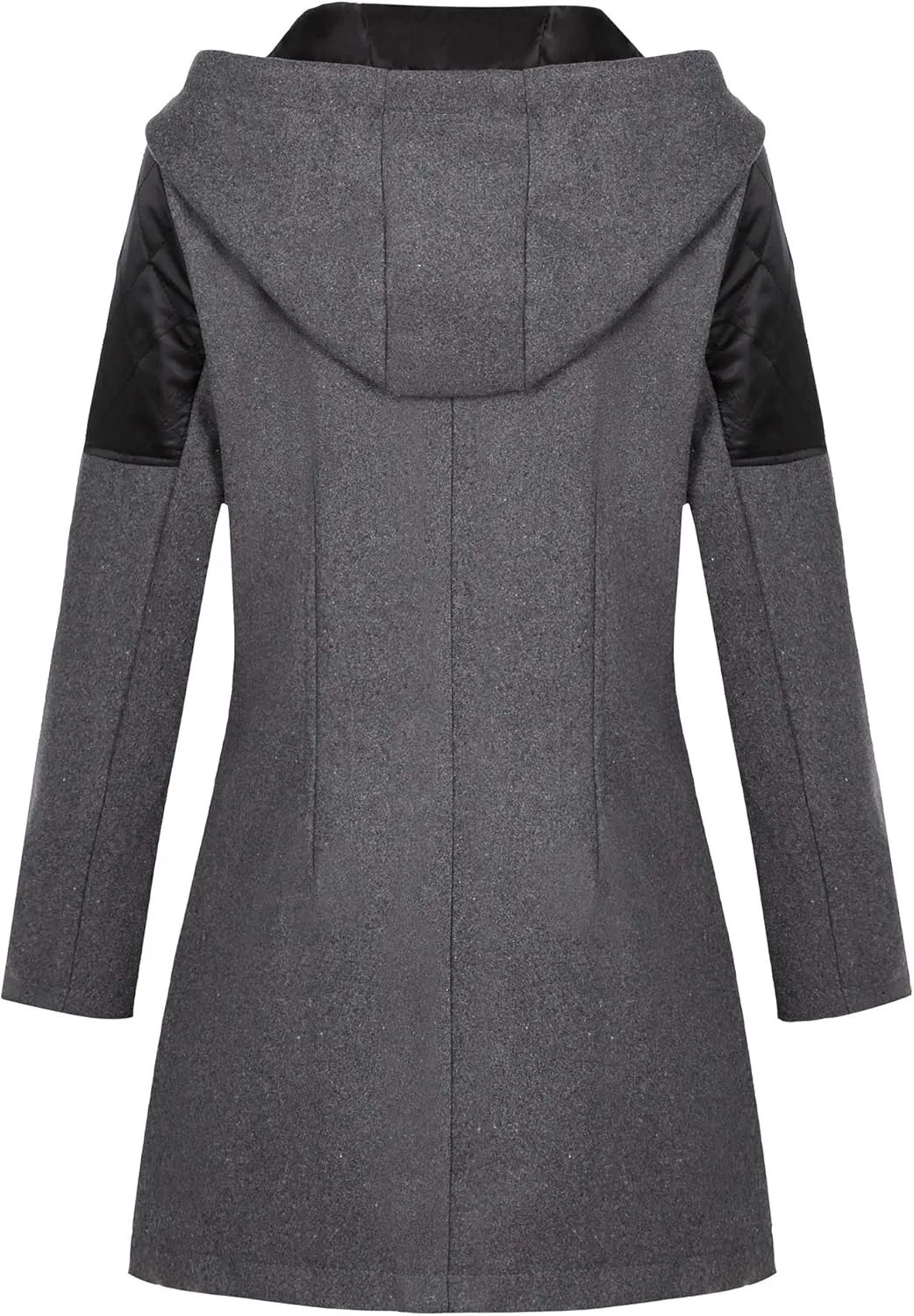 Womens Trench Coats Side Zipper Hoodie Jackets Plus Size Wool-Blend Notch Lapel Parka Asymmetrical Moto Jacket