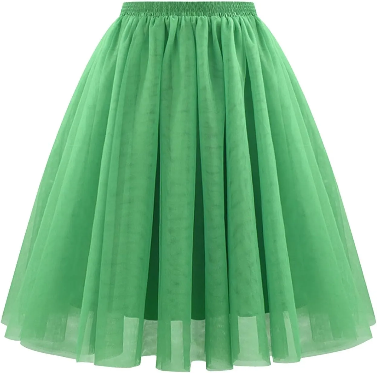 Women's Underskirts for Cosplay Elastic Ruffle Tutu Skirt A-Line Party Lightweight Petticoat Tulle Elegant Midi Skirt