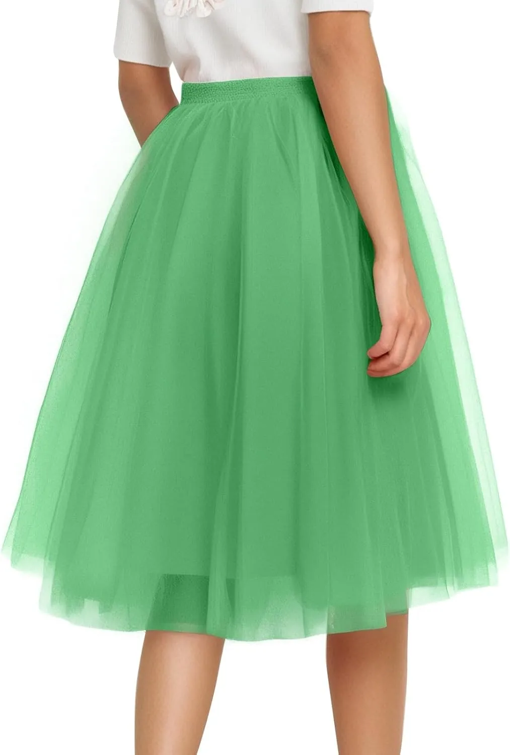 Women's Underskirts for Cosplay Elastic Ruffle Tutu Skirt A-Line Party Lightweight Petticoat Tulle Elegant Midi Skirt
