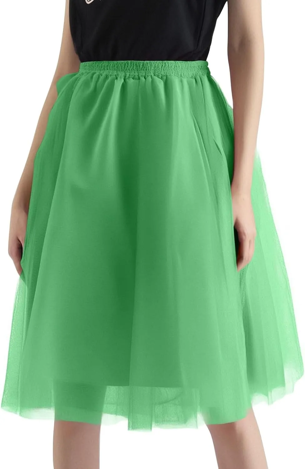 Women's Underskirts for Cosplay Elastic Ruffle Tutu Skirt A-Line Party Lightweight Petticoat Tulle Elegant Midi Skirt