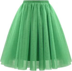 Women's Underskirts for Cosplay Elastic Ruffle Tutu Skirt A-Line Party Lightweight Petticoat Tulle Elegant Midi Skirt