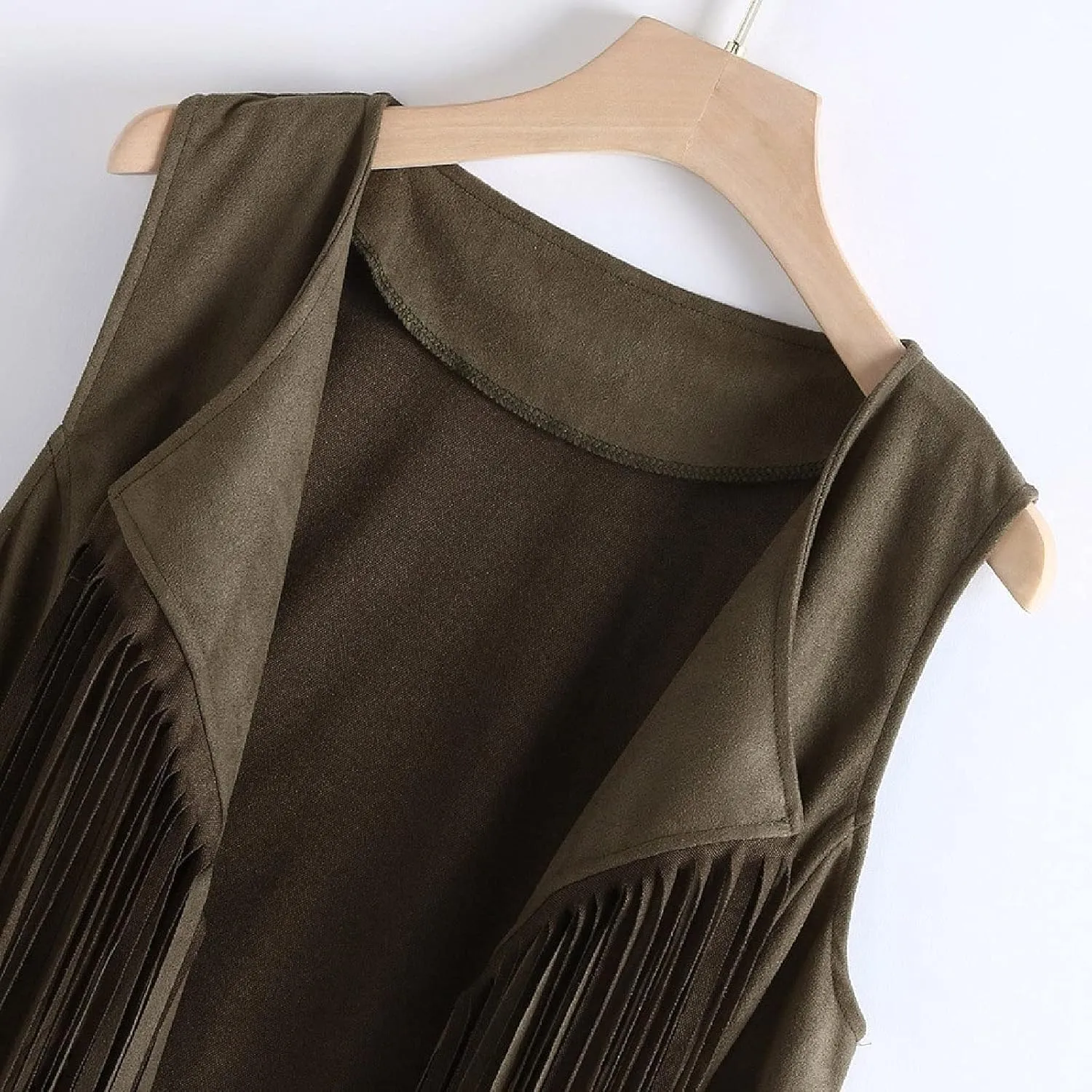 Women's Vintage Fringe Vest Classic Western Suede Leather Tassel Sleeveless Tops Ethnic Tank Cardigan Jacket Shirt