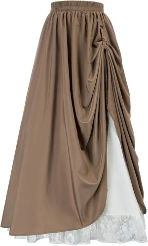 Women's Vintage Maxi Long Skirt Double-Layer Victorian Renaissance Skirts