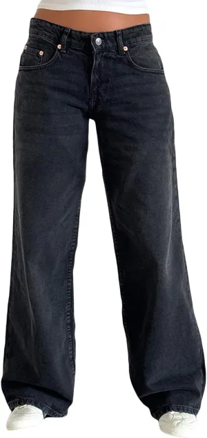 Women's Wide Leg Boyfriend Jeans Straight Leg Denim Pants Low Rise Baggy Casual Loose Jeans