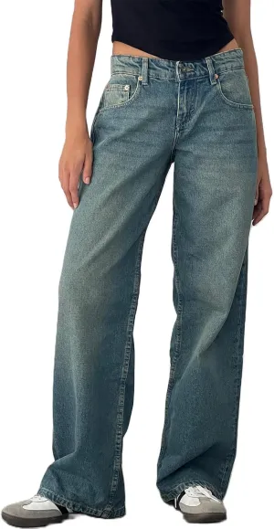 Women's Wide Leg Boyfriend Jeans Straight Leg Denim Pants Low Rise Baggy Casual Loose Jeans
