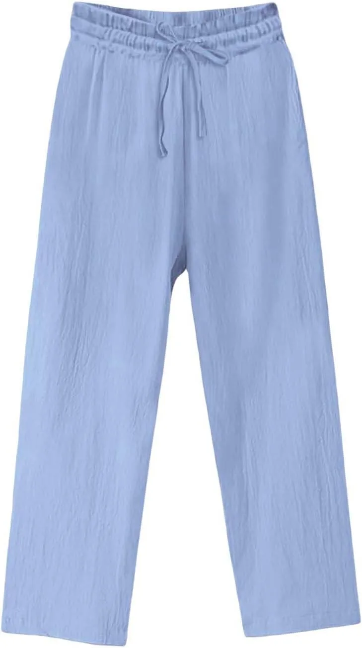 Women's Wide Leg Palazzo Harem Pants Fall Casual Loose Pockets Solid Elastic Waist Baggy Travel Pants 2024