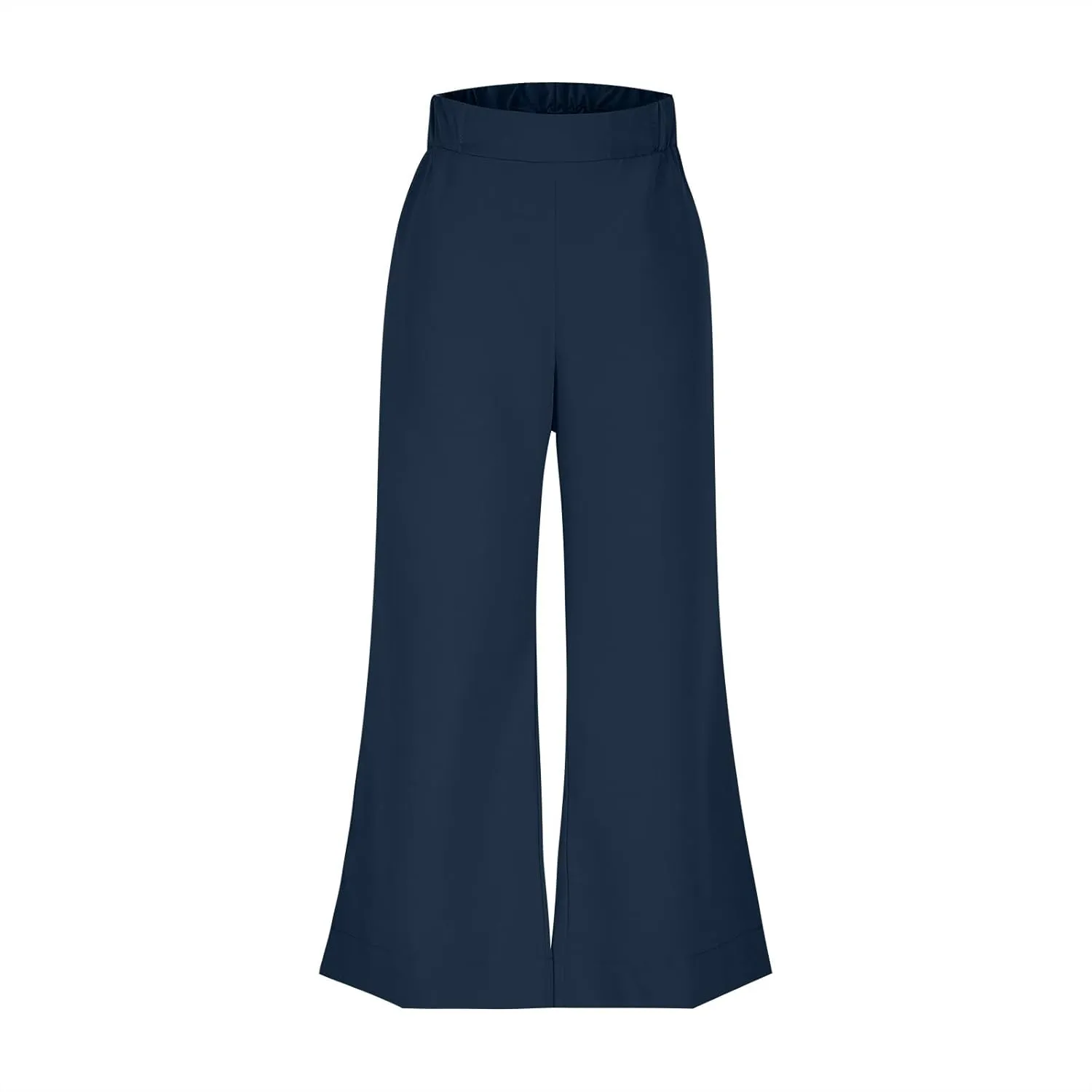 Women's Wide Leg Pants with Pockets High Waist Casual Linen Pants Plus Size Summer Comfy Pull on Straight Leg Trousers