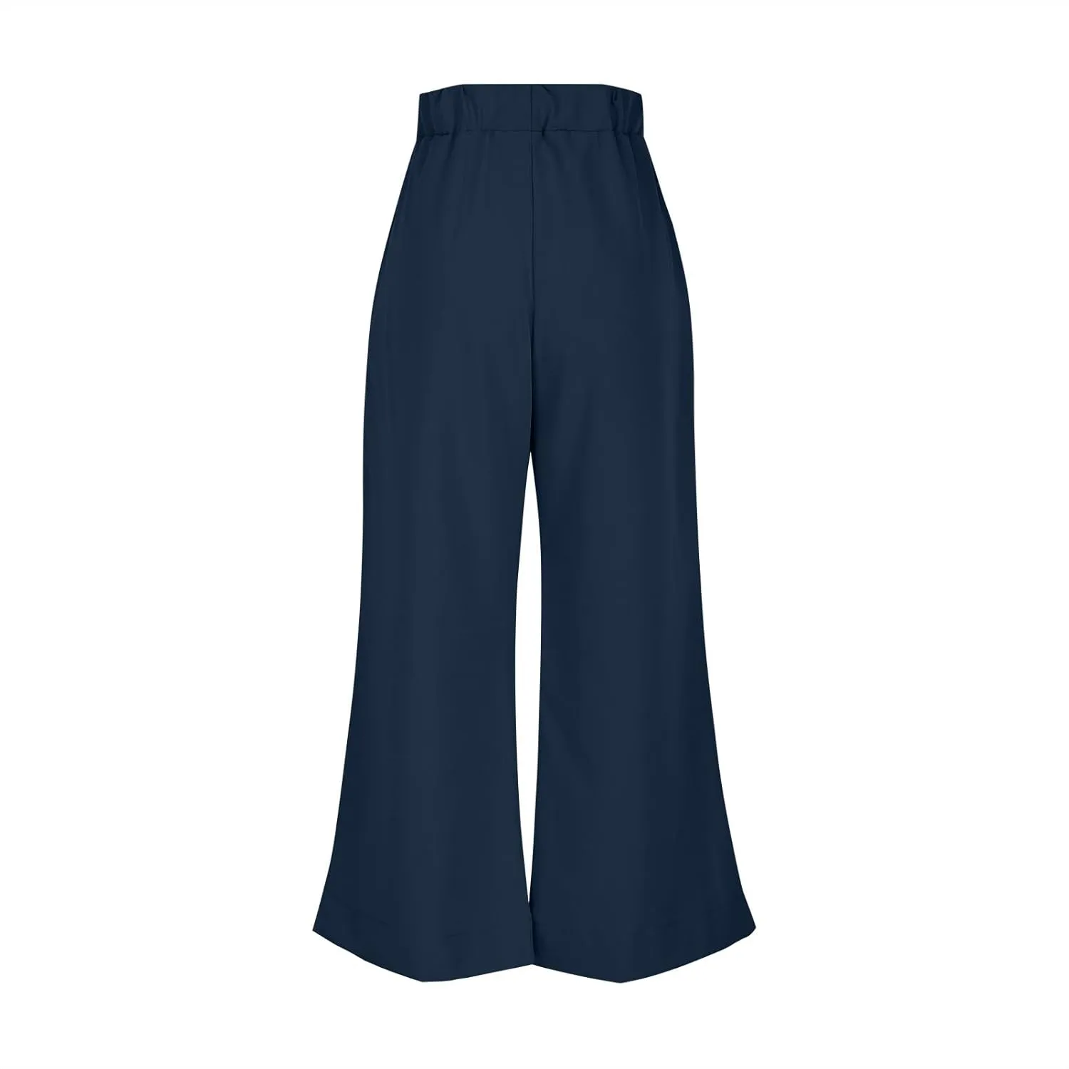 Women's Wide Leg Pants with Pockets High Waist Casual Linen Pants Plus Size Summer Comfy Pull on Straight Leg Trousers