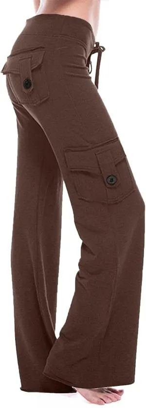 Womens Wide Leg Yoga Pants cargo wide leg pants Plus Size Flare Leggings Baggy Pants Flare Yoga Pants with Pockets