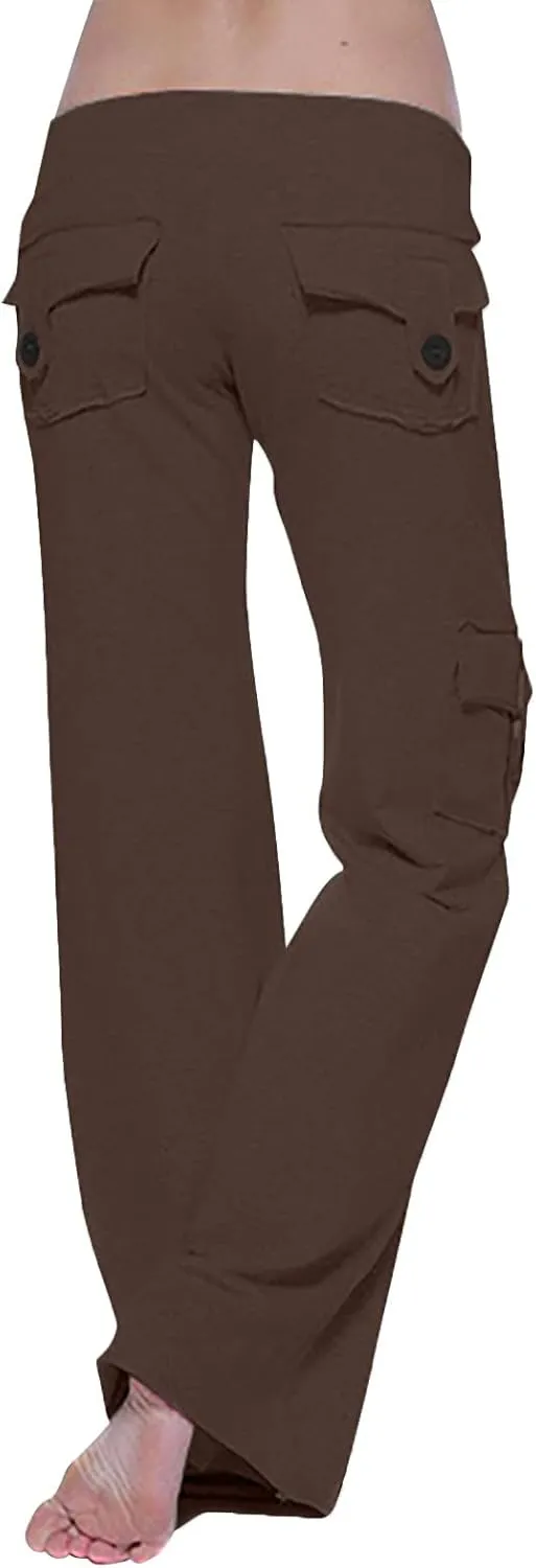Womens Wide Leg Yoga Pants cargo wide leg pants Plus Size Flare Leggings Baggy Pants Flare Yoga Pants with Pockets