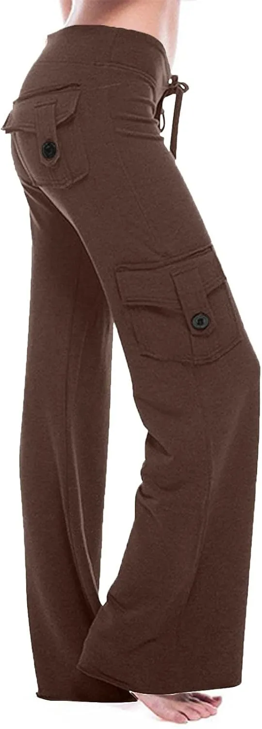 Womens Wide Leg Yoga Pants cargo wide leg pants Plus Size Flare Leggings Baggy Pants Flare Yoga Pants with Pockets