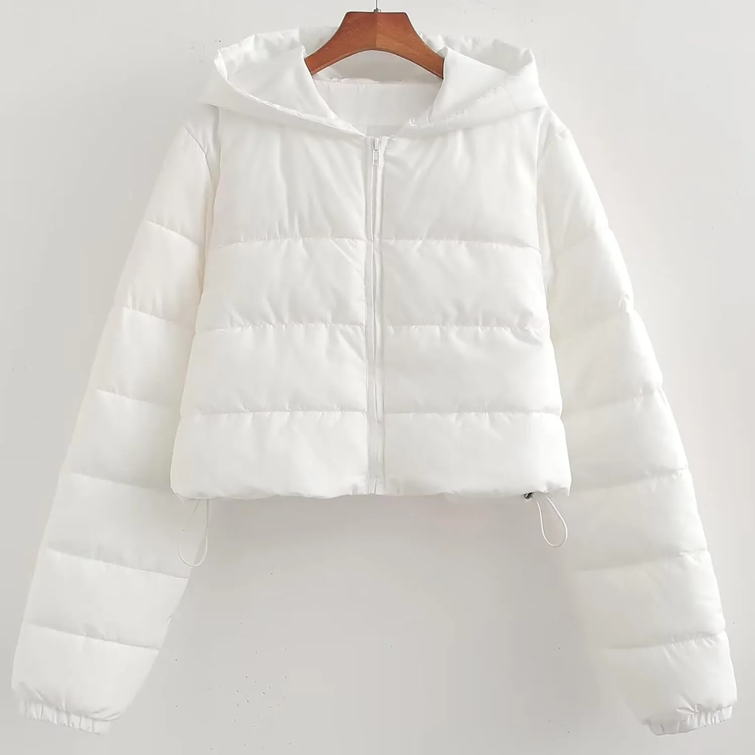Women's Winter Casual Crop Puffer Jacket Teen Girl Hooded Cotton Padded Jacket Y2K Pockets Baggy Short Coats