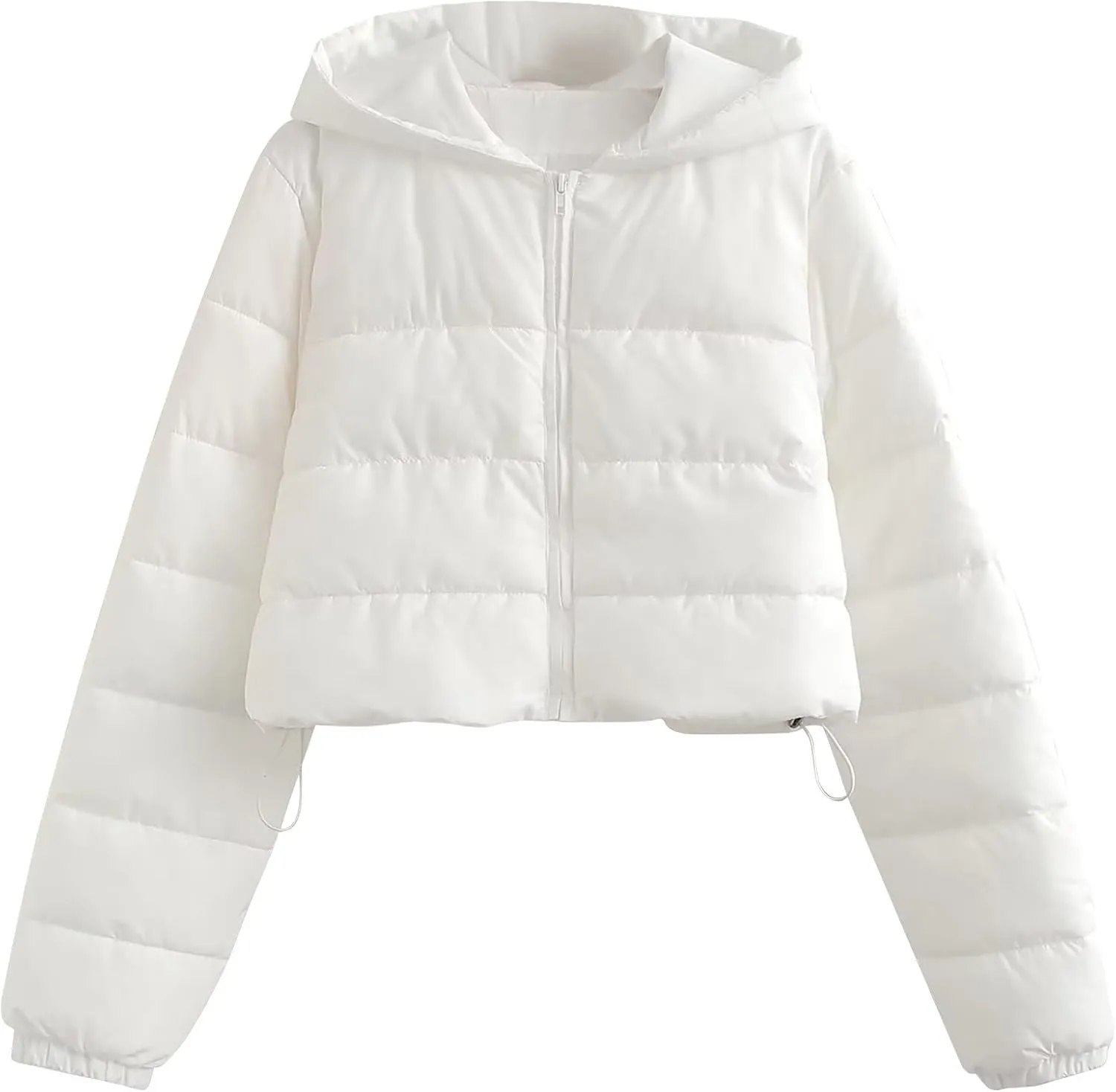 Women's Winter Casual Crop Puffer Jacket Teen Girl Hooded Cotton Padded Jacket Y2K Pockets Baggy Short Coats