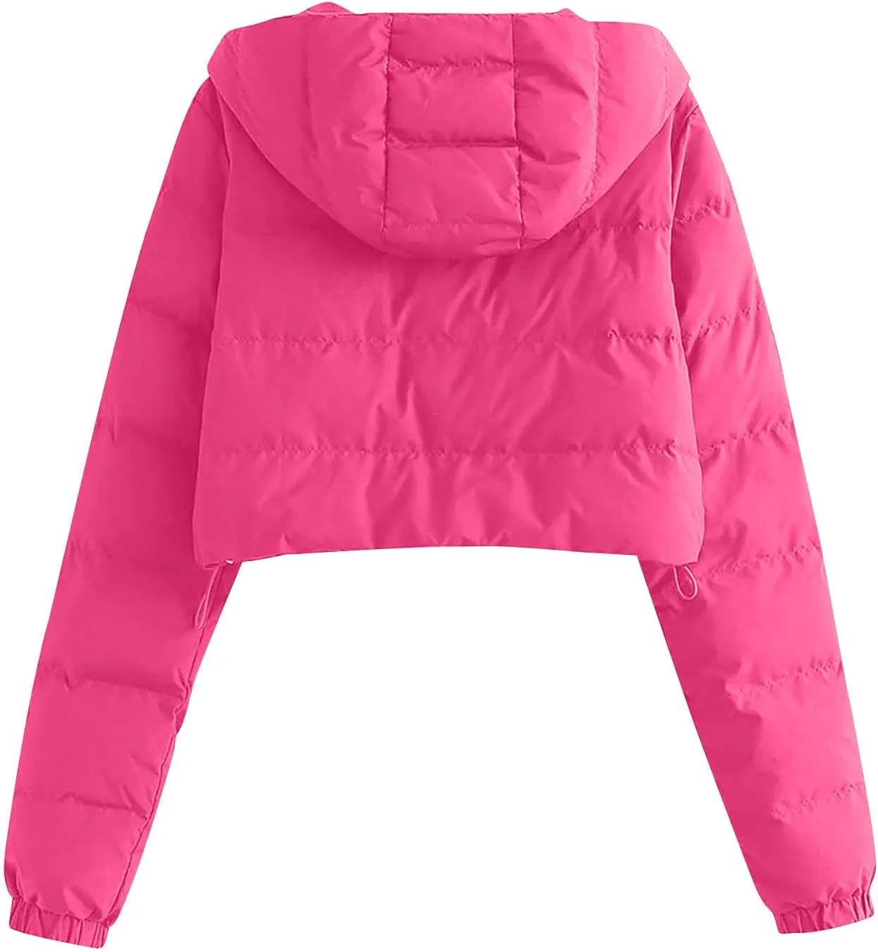 Women's Winter Casual Crop Puffer Jacket Teen Girl Hooded Cotton Padded Jacket Y2K Pockets Baggy Short Coats