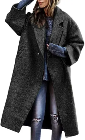Womens Winter Coat Winter Button Down Lapel Plush Plaid Coat Loose Long Coat Long Coats for Women Long Coats for