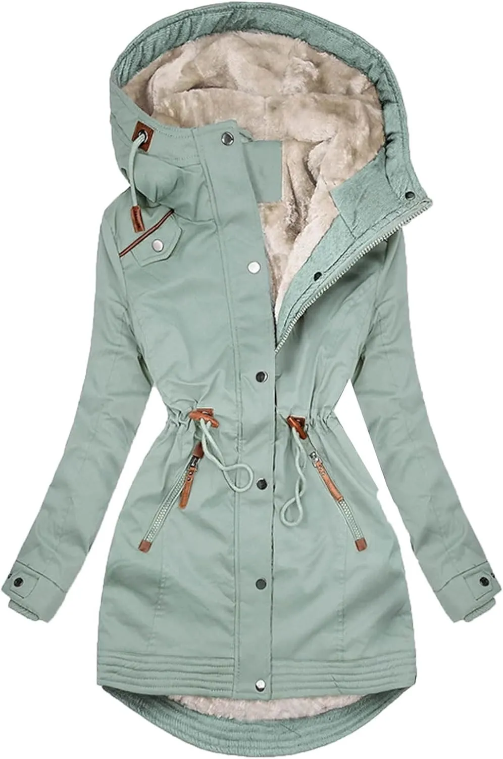 Womens Winter Coats Fleece Lined Hooded Jacket Waterproof Puffer Jacket Plus Size Parka Coat Warm Outerwear Snow Coats