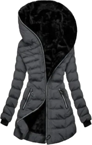 Womens Winter Coats Thicken Fleece Lined Down Jacket Waterproof Faux Fur Hooded Military Jacket Coats