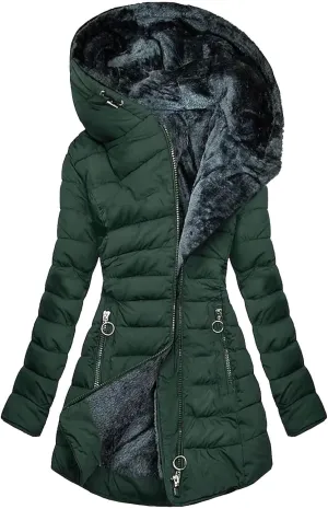 Womens Winter Coats Warm Hooded Sherpa Lined Parkas Jacket Thick Fleece Outerwear Faux Fur Plus Size Puffer Down Jackets