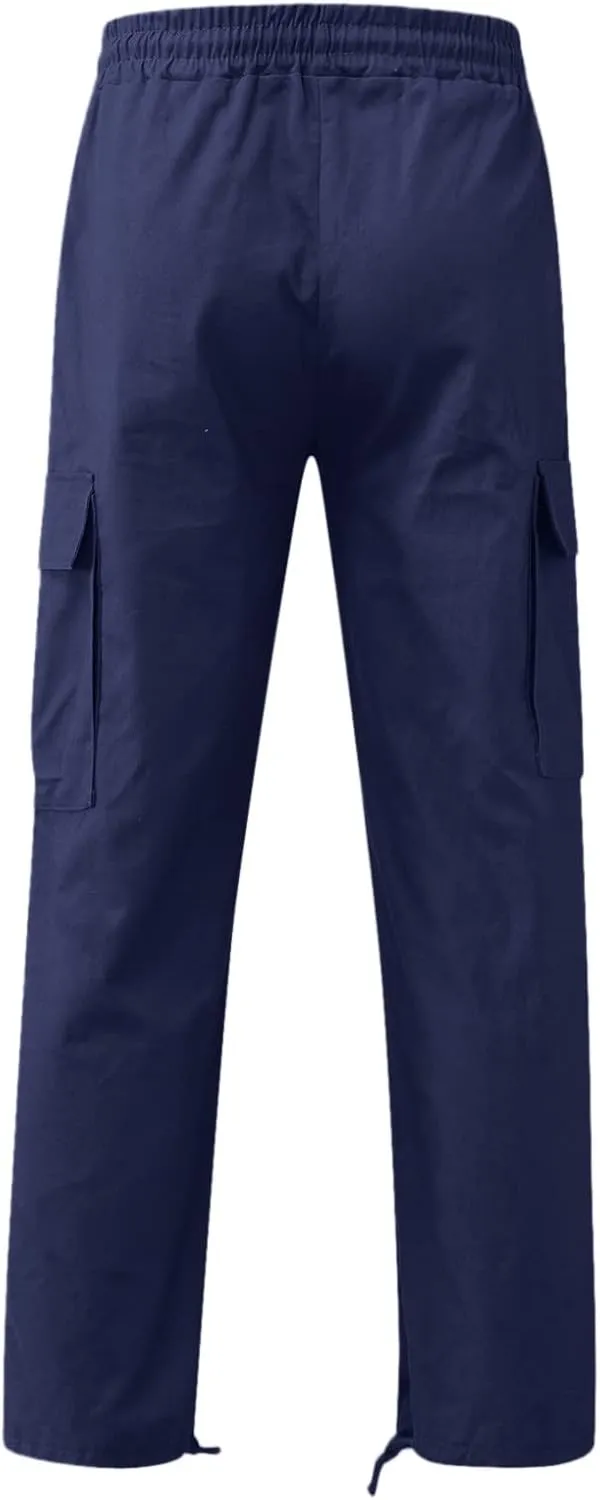 Work Cargo Pants for Men Relaxed Fit Parachute Casual Straight Baggy Cargo Sweatpants Hip Hop Harem Pants with Pockets