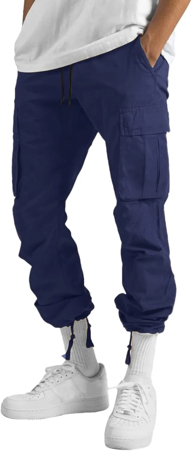 Work Cargo Pants for Men Relaxed Fit Parachute Casual Straight Baggy Cargo Sweatpants Hip Hop Harem Pants with Pockets