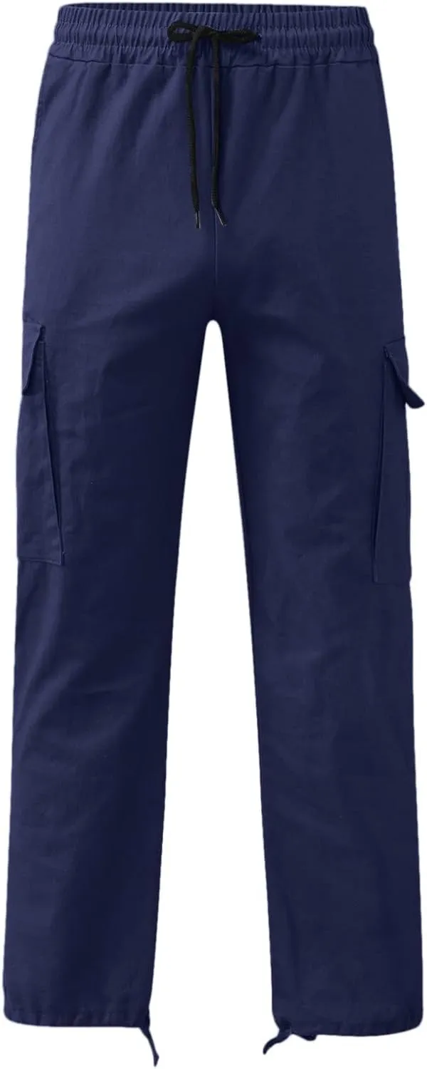Work Cargo Pants for Men Relaxed Fit Parachute Casual Straight Baggy Cargo Sweatpants Hip Hop Harem Pants with Pockets