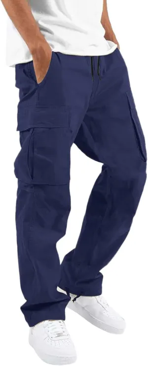 Work Cargo Pants for Men Relaxed Fit Parachute Casual Straight Baggy Cargo Sweatpants Hip Hop Harem Pants with Pockets
