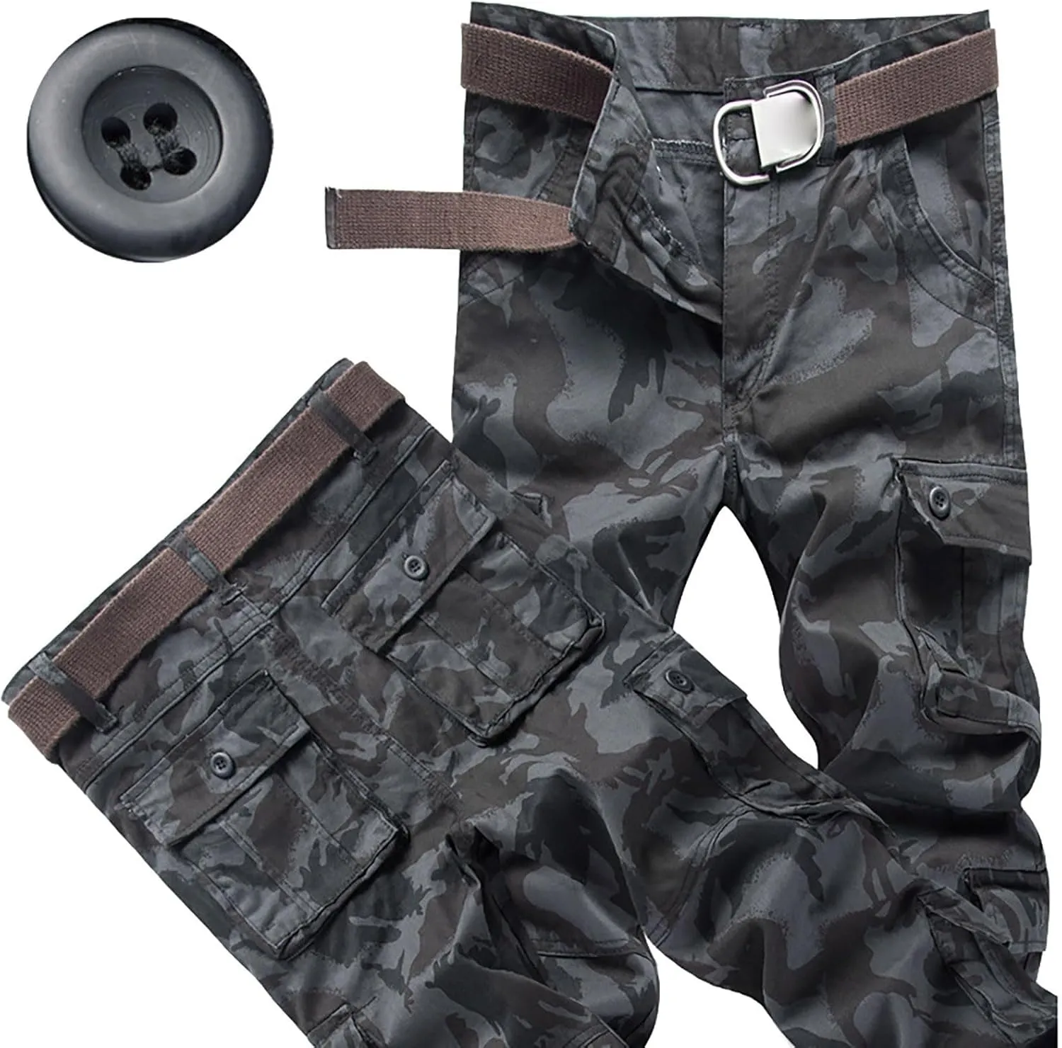 Work Pants for Men Cargo Trousers Hiking Pants 8 Pocket Plain Comfort Breathable Outdoor Mens Sweatpants with Baggy