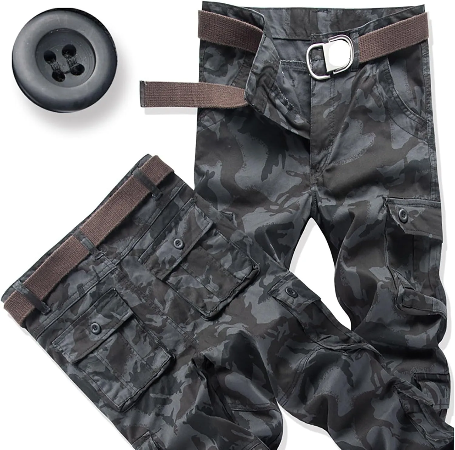 Work Pants for Men Cargo Trousers Hiking Pants 8 Pocket Plain Comfort Breathable Outdoor Mens Sweatpants with Baggy
