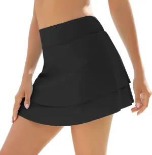 WOWENY Women's Swim Skirts Swimsuit High Waist Swimming Skorts with Shorts Bikini Bottoms with Pocket Bathing Suit Bottoms
