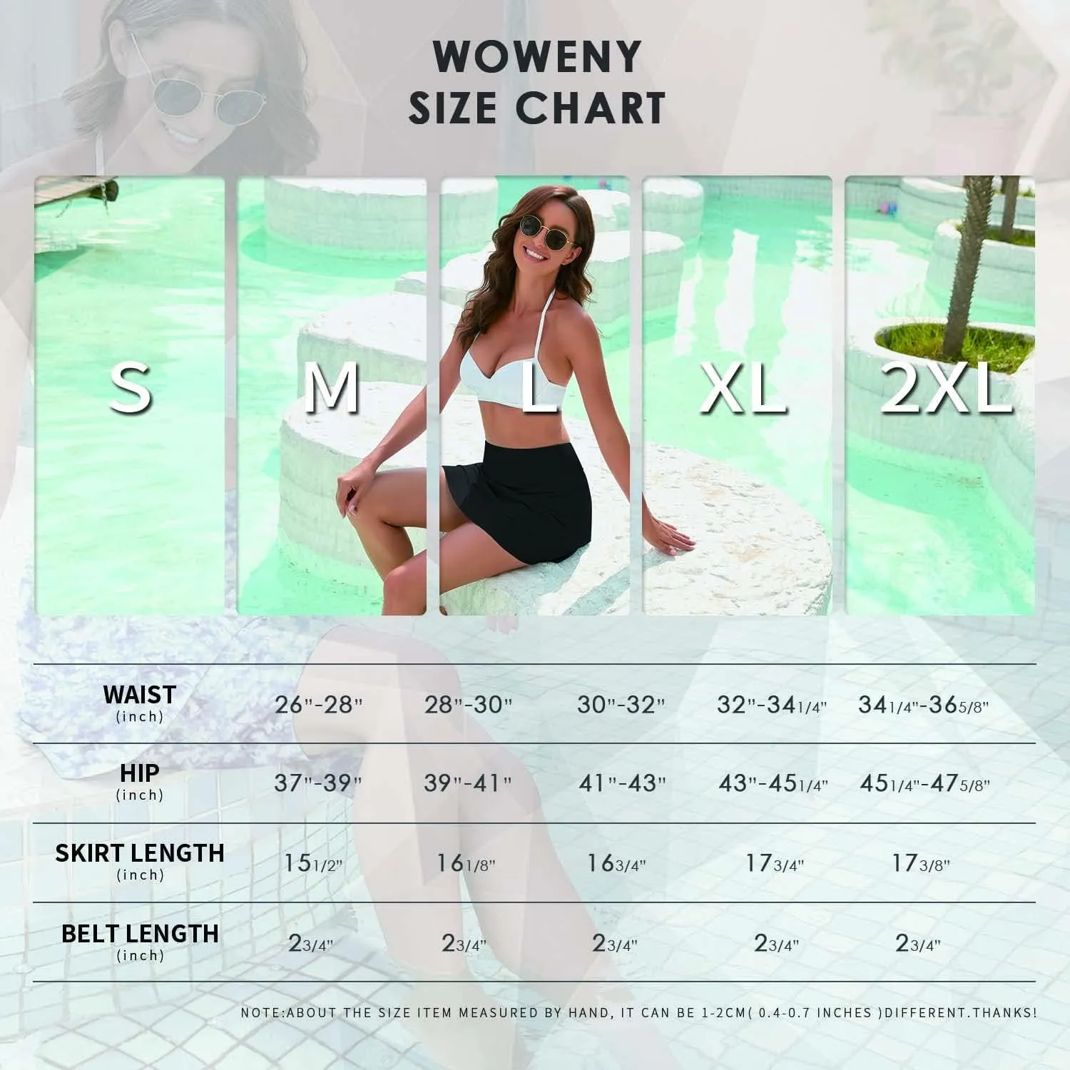 WOWENY Women's Swim Skirts Swimsuit High Waist Swimming Skorts with Shorts Bikini Bottoms with Pocket Bathing Suit Bottoms