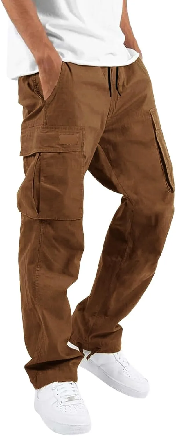 WZIKAI Mens Cargo Pants Casual Joggers Hiking Pants Loose Straight Athletic Workout Sweatpants with Pockets